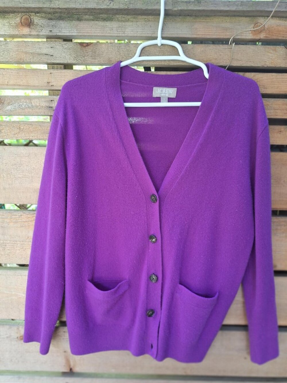 J. Crew V-Neck Cashmere Sweater, Vivid Purple (S)